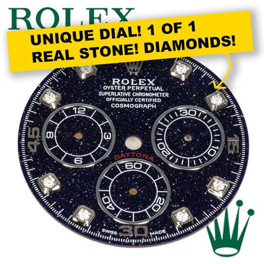 ROLEX DAYTONA DIAMOND DIAL - REAL AVENTURINE STONE - 116500 116520 4130 CUSTOM