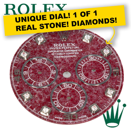 ROLEX DAYTONA DIAMOND DIAL - GROSSULAR GARNET SODALITE STONE 116500 116519 4130 Custom